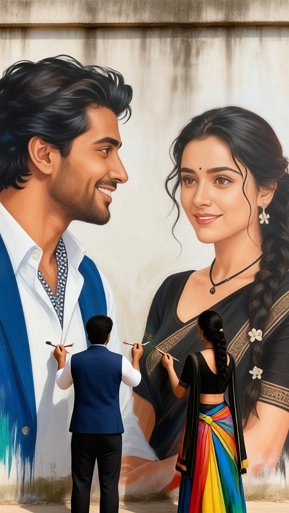 Couple Wall Portrait Paint Together image