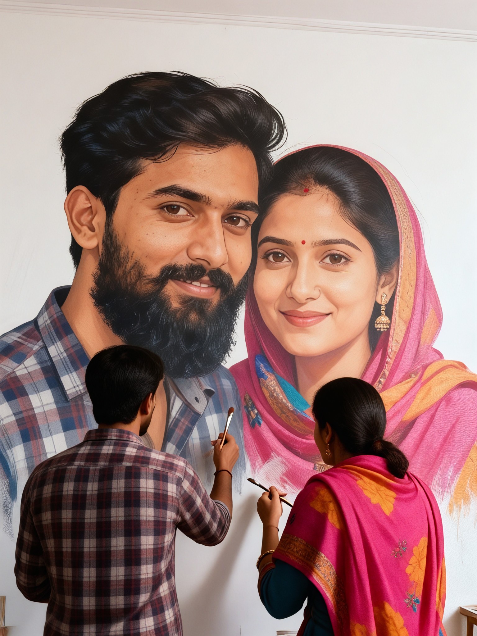 Couple Wall Portrait Paint Together image