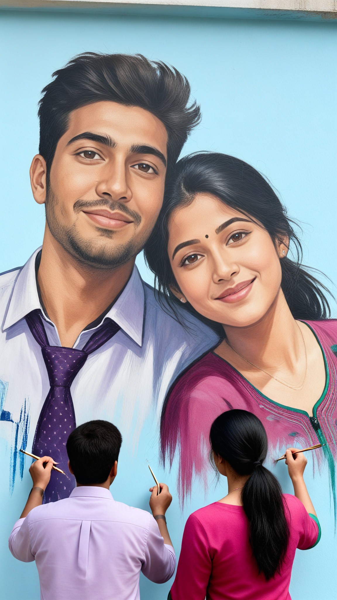 Couple Wall Portrait Paint Together image