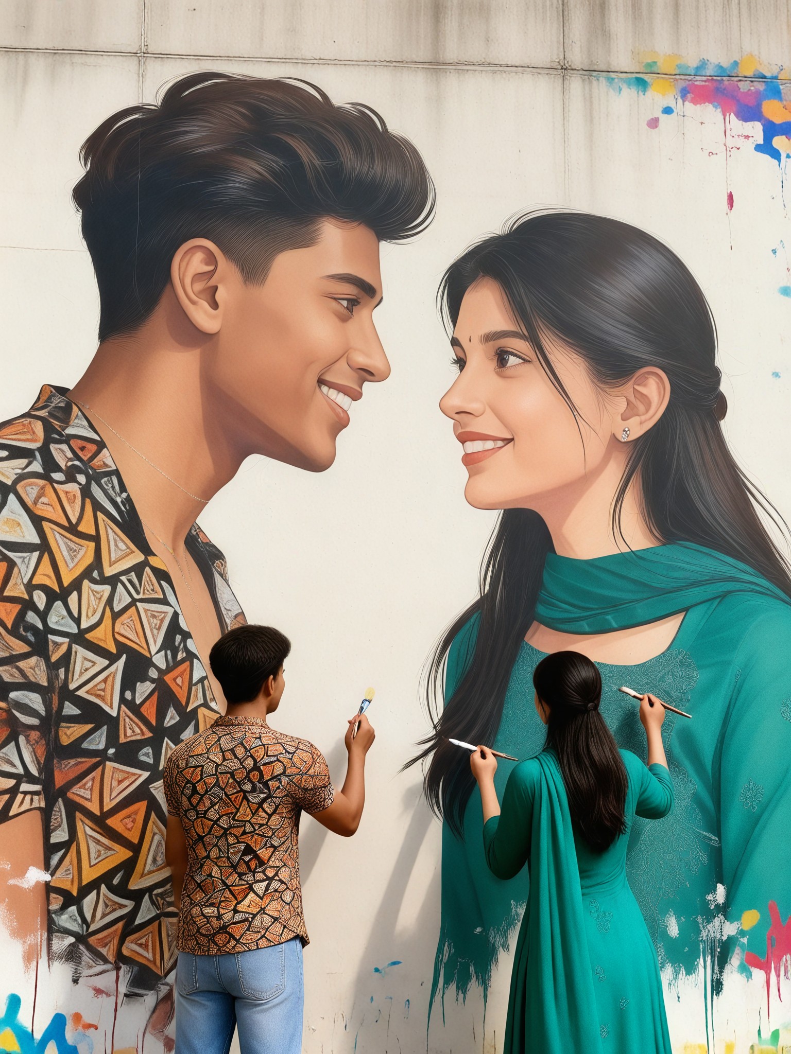 Street Art Couple Graffiti Wall image