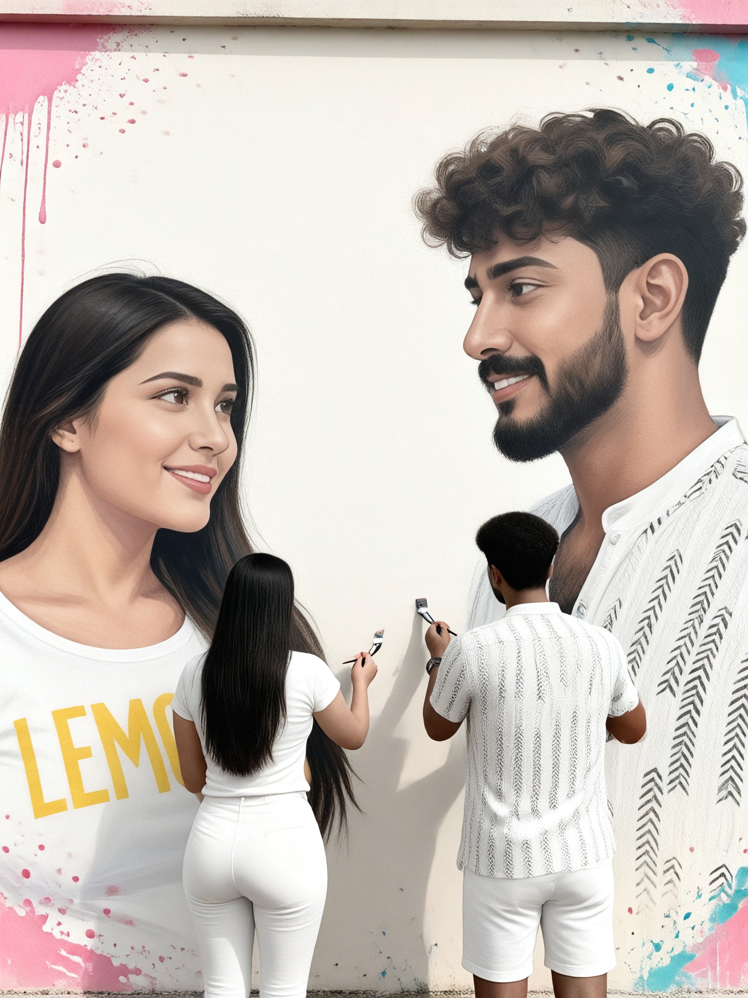 Holi Color Splash Couple Wall image