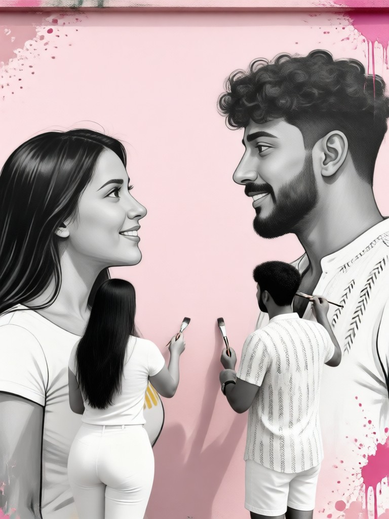 Holi Color Splash Couple Wall image