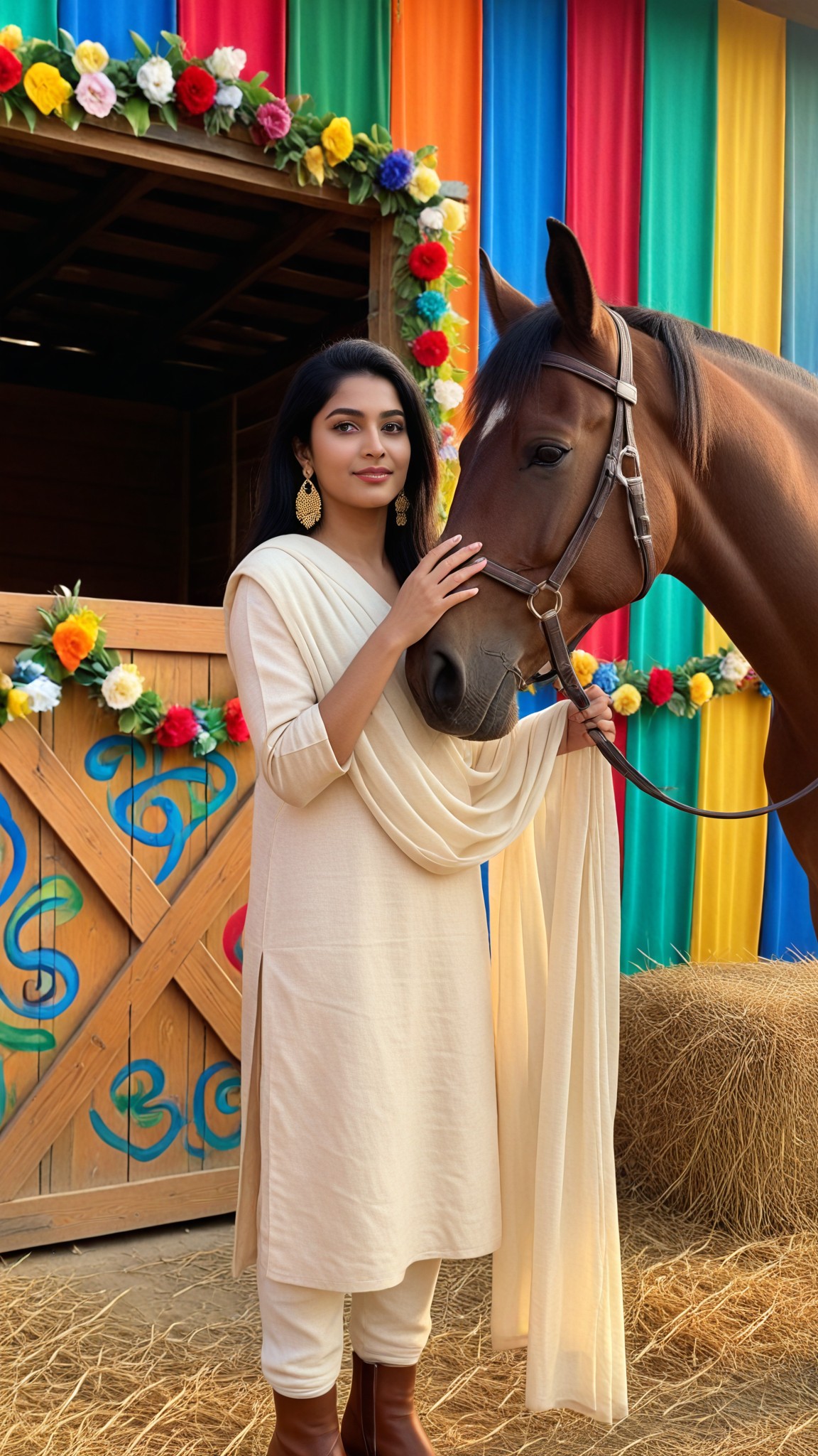 Colorful Stable Horse Touch Portrait image