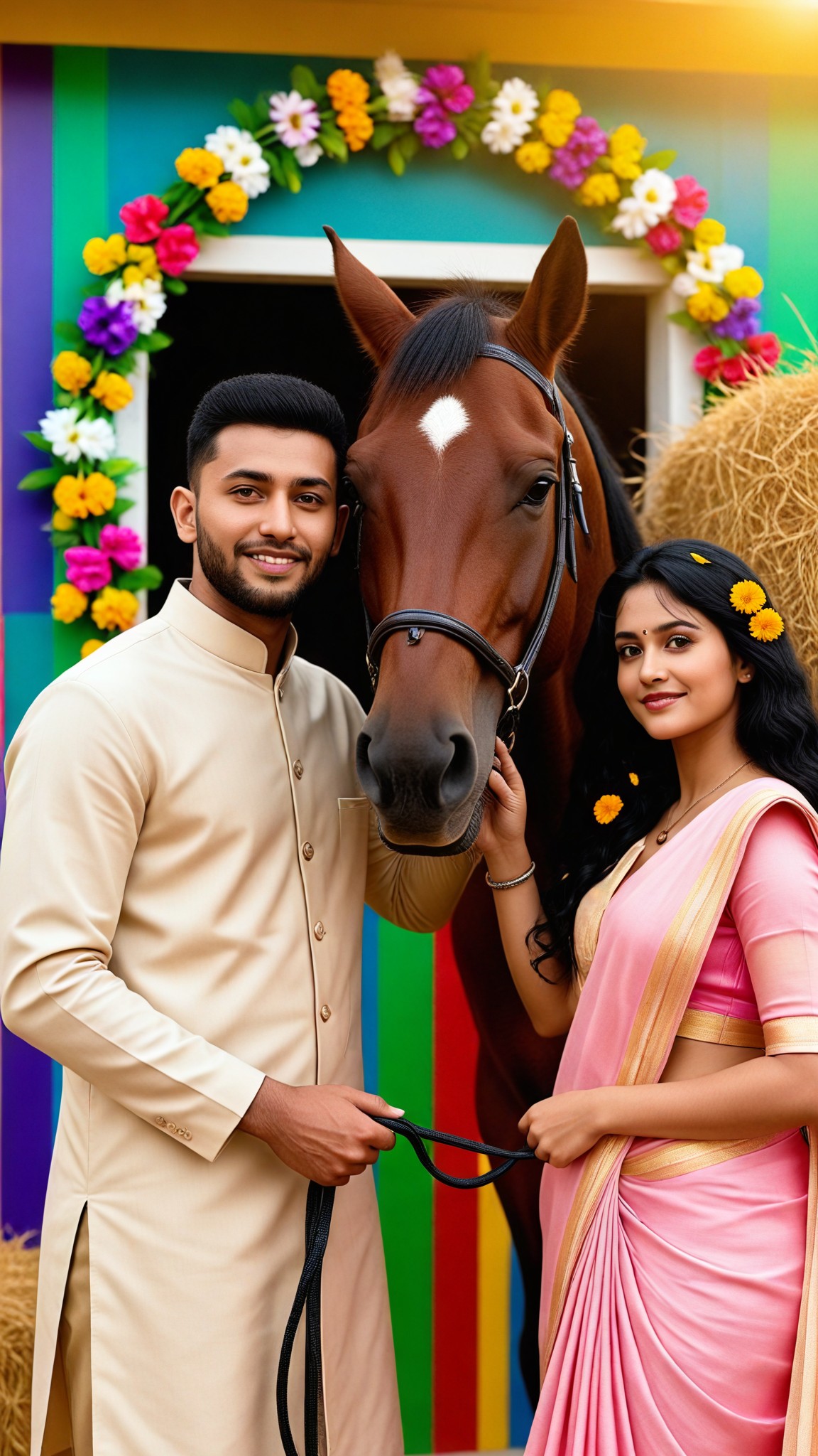 Colorful Stable Couple Portrait image