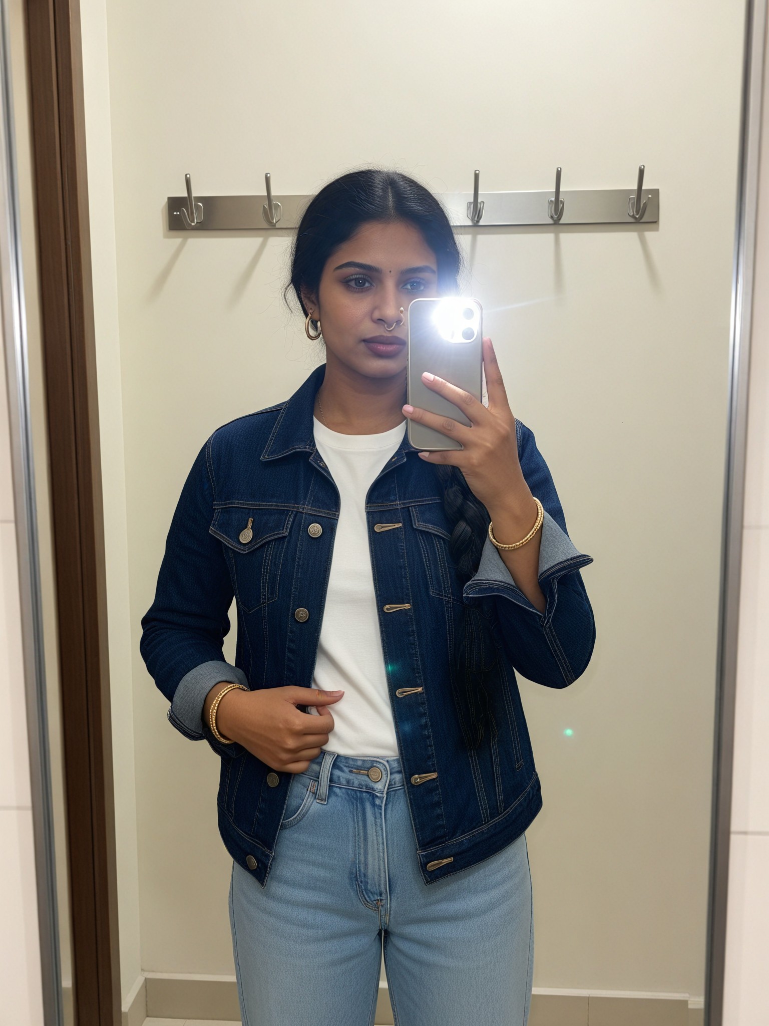 Denim Hallway Selfie image