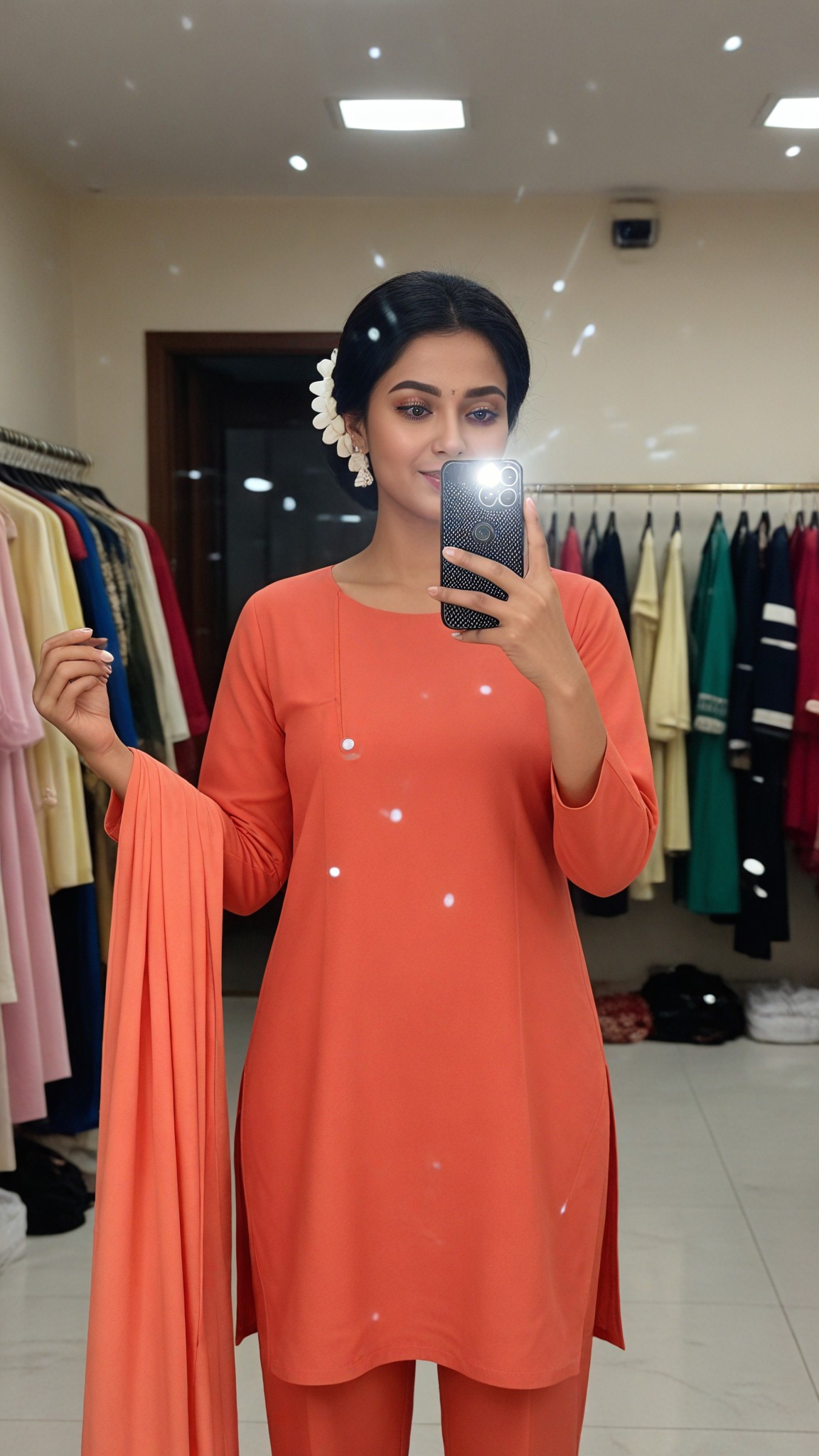 Coral Salwar Selfie image