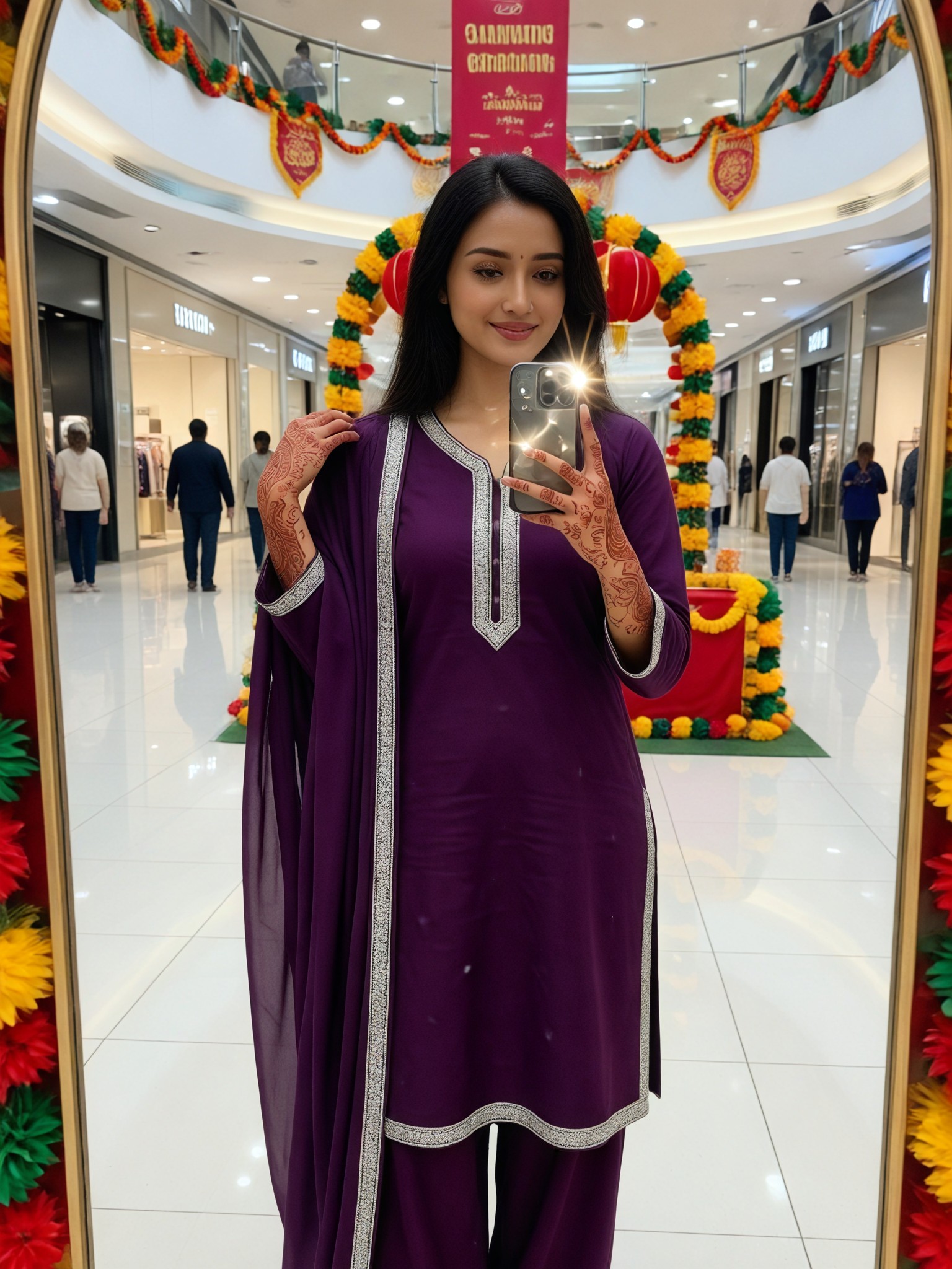 Purple Salwar Selfie image