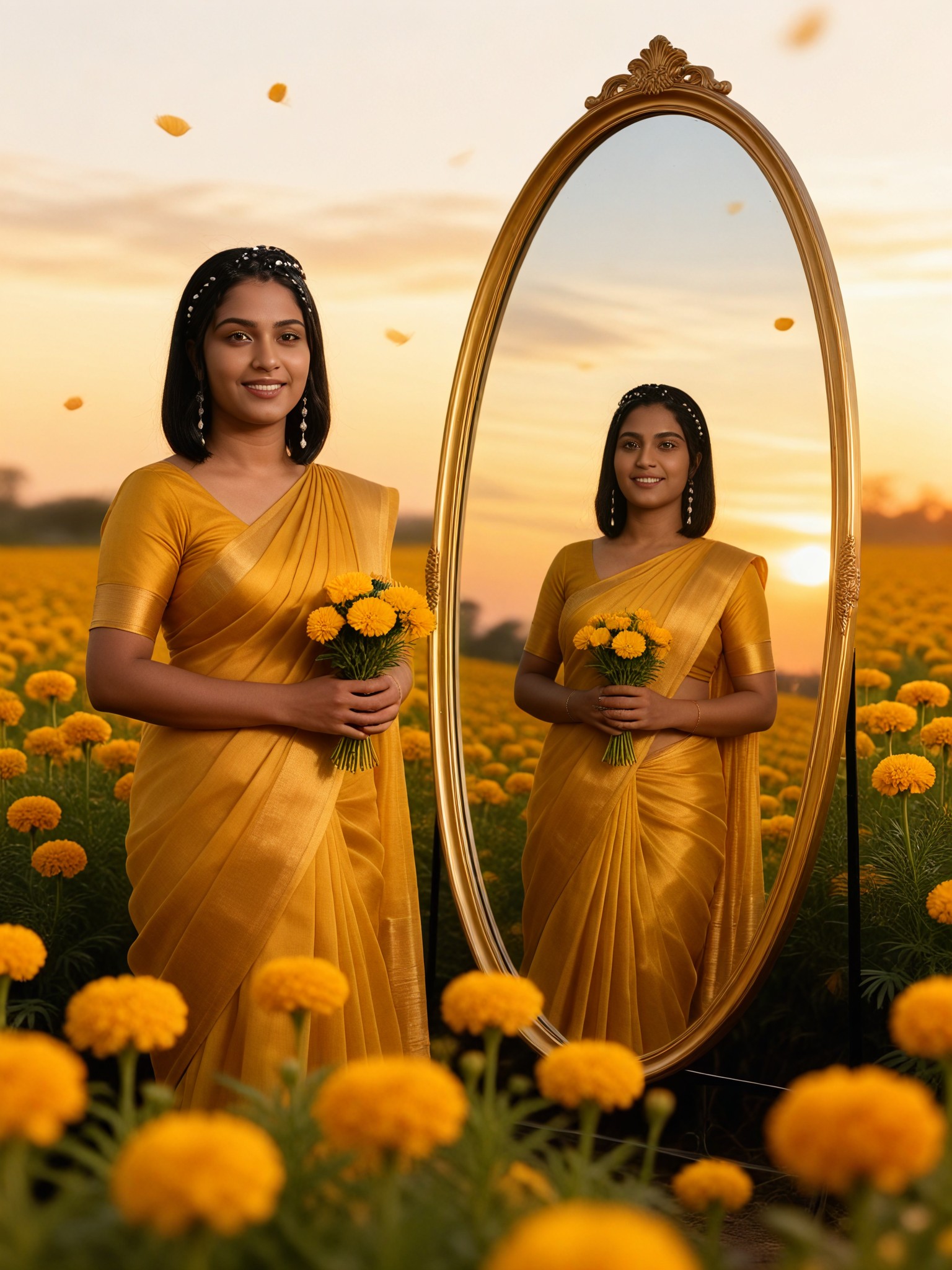Golden Marigold Mirror Portrait image