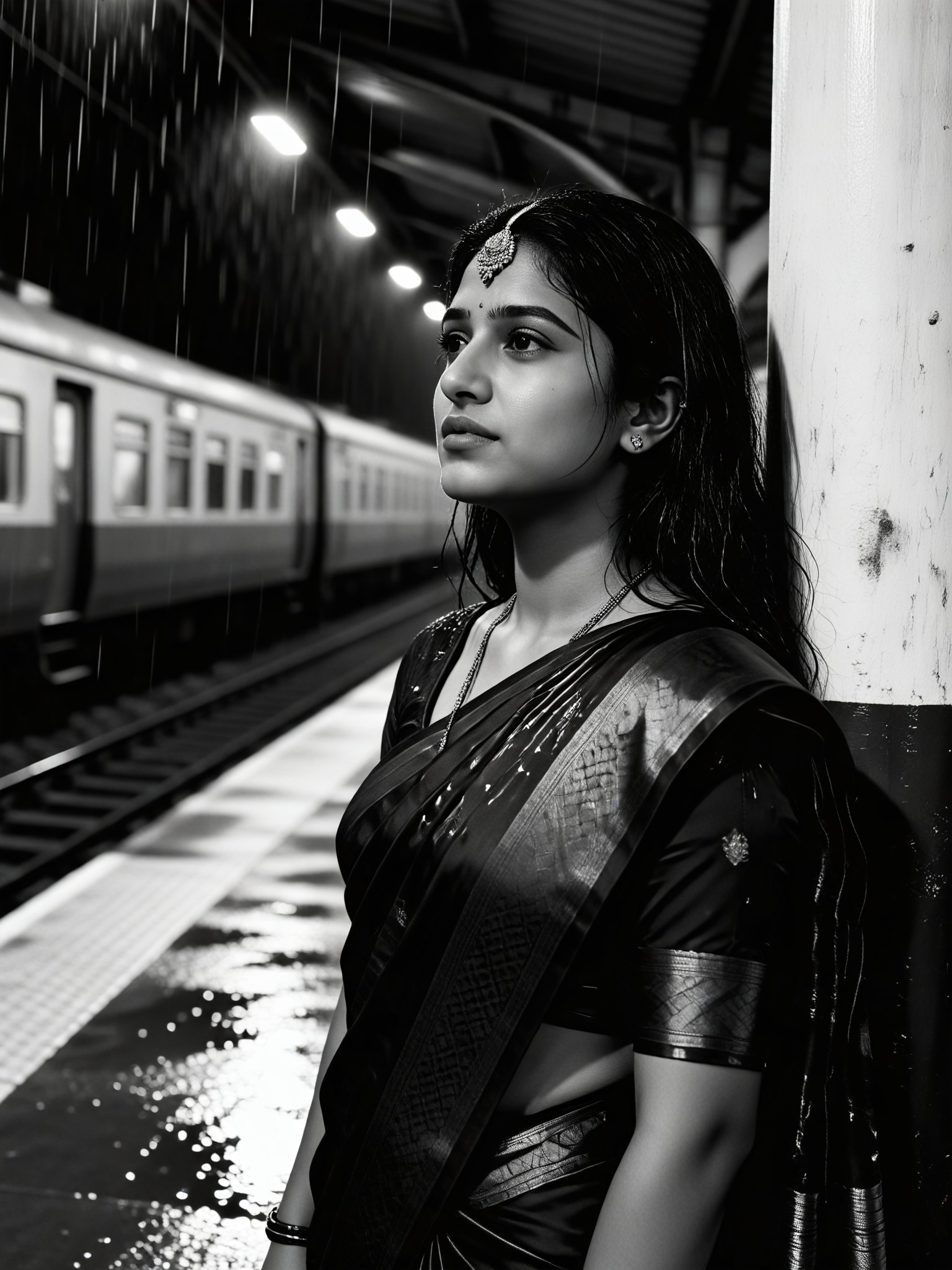 Black And White Station Waiting image