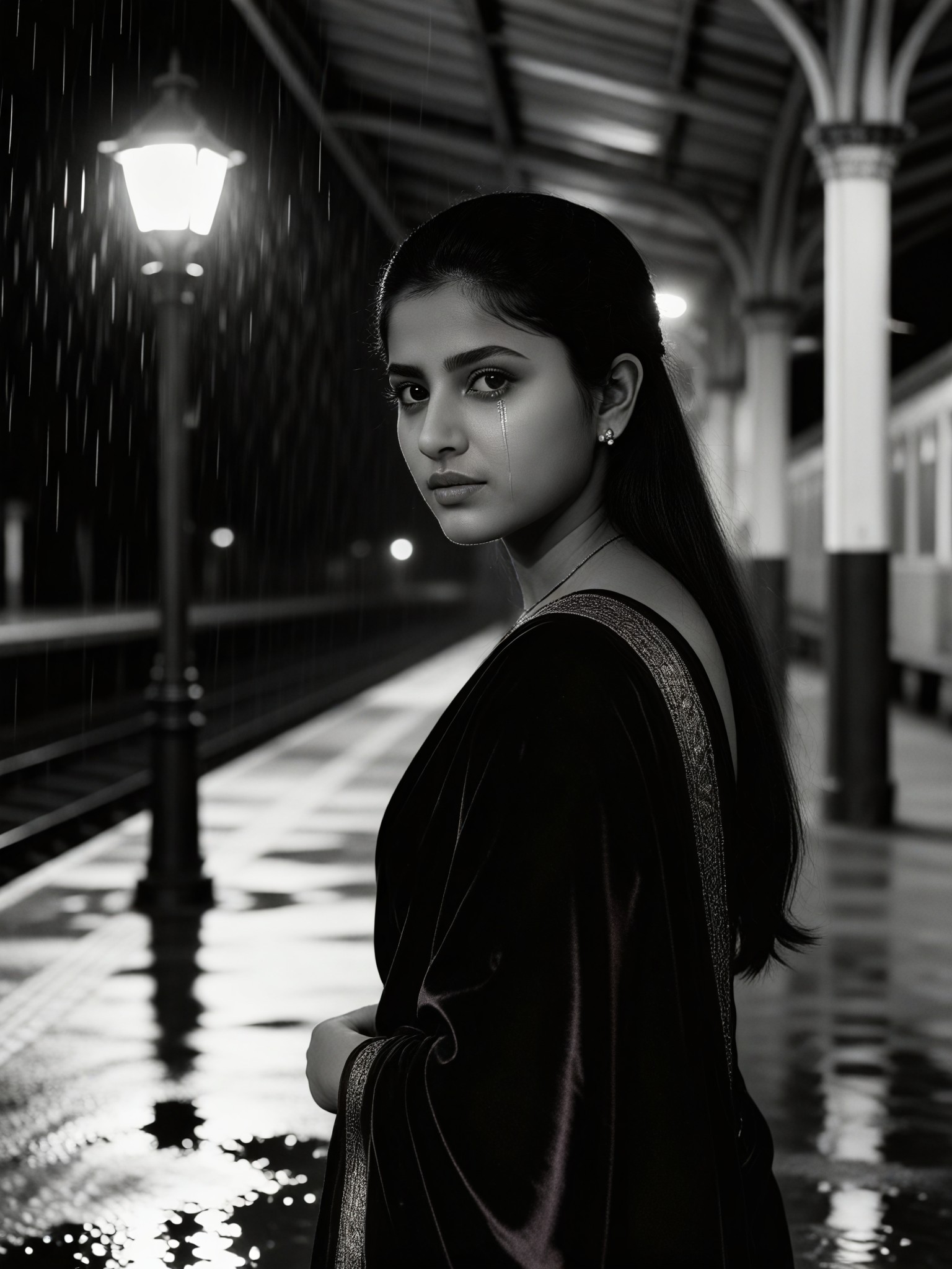 Black And White Station Waiting image