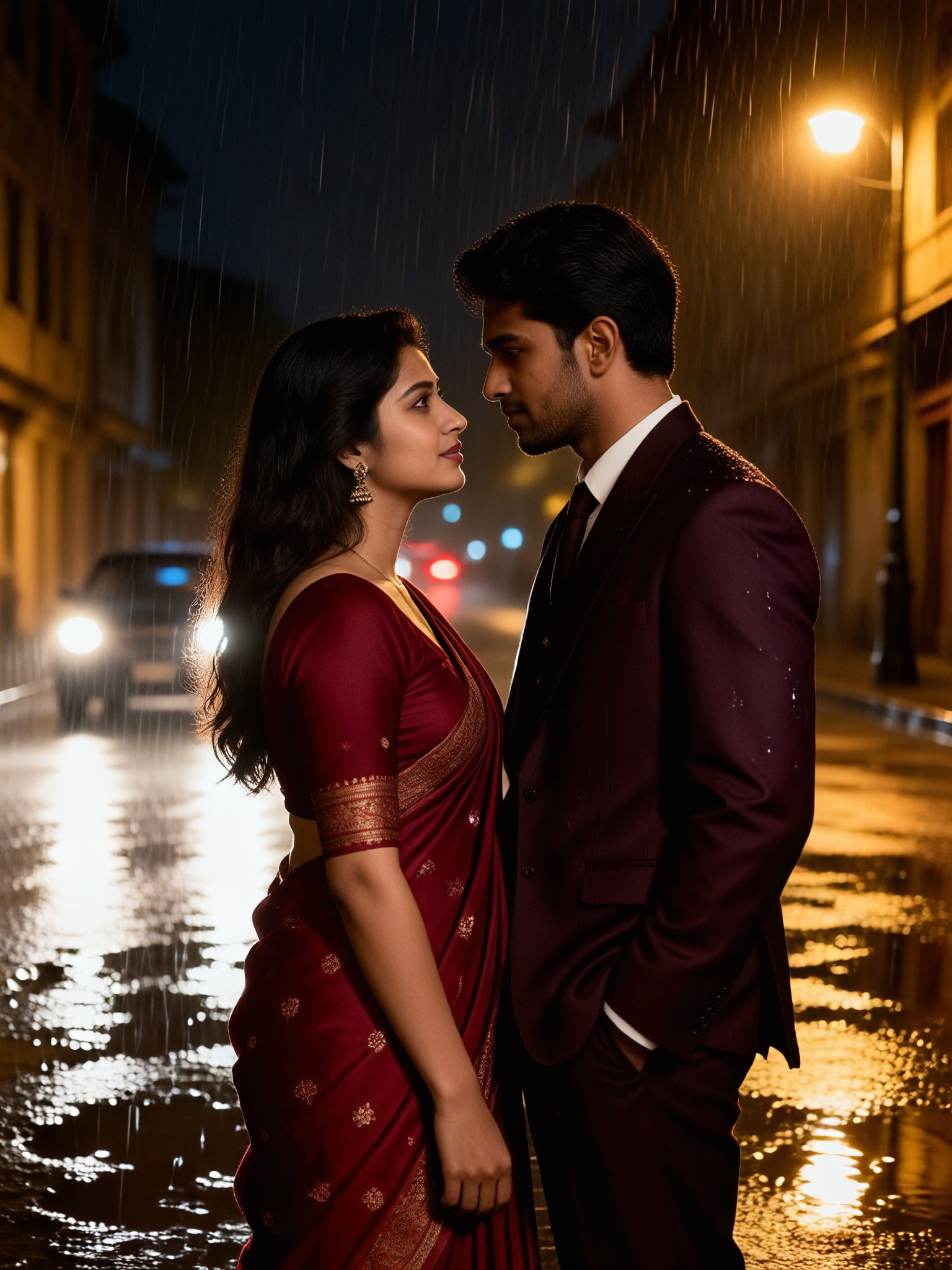 Couple Rainy Street Reunion image