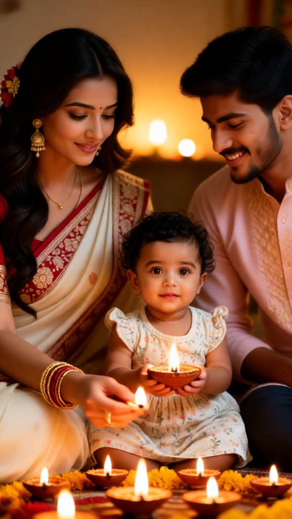 A family of three pray image