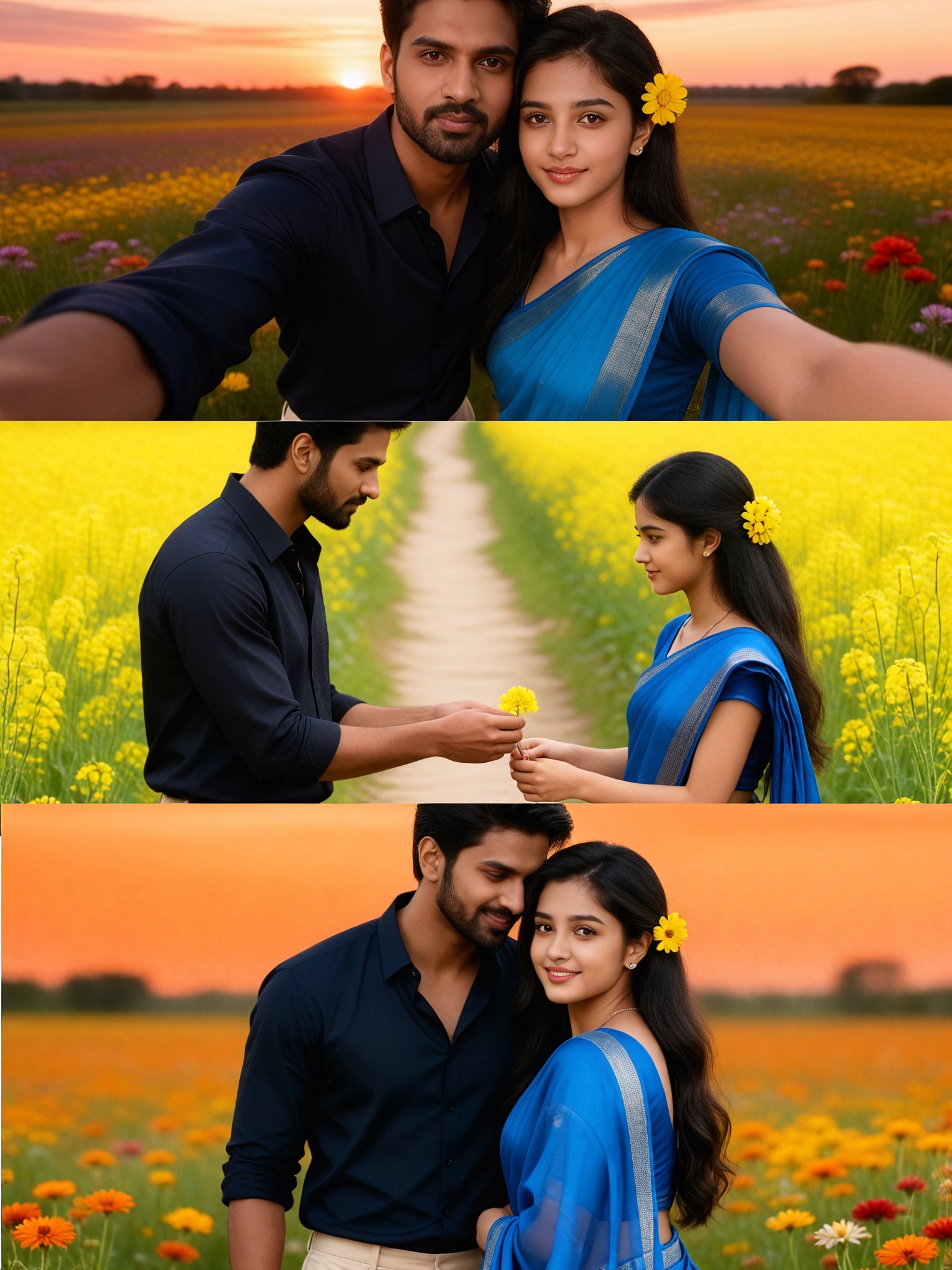 Couple's three-grid-9 image