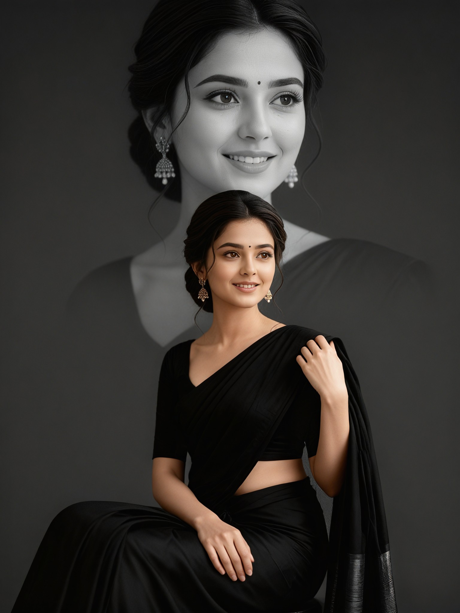 Black Saree Double Exposure image