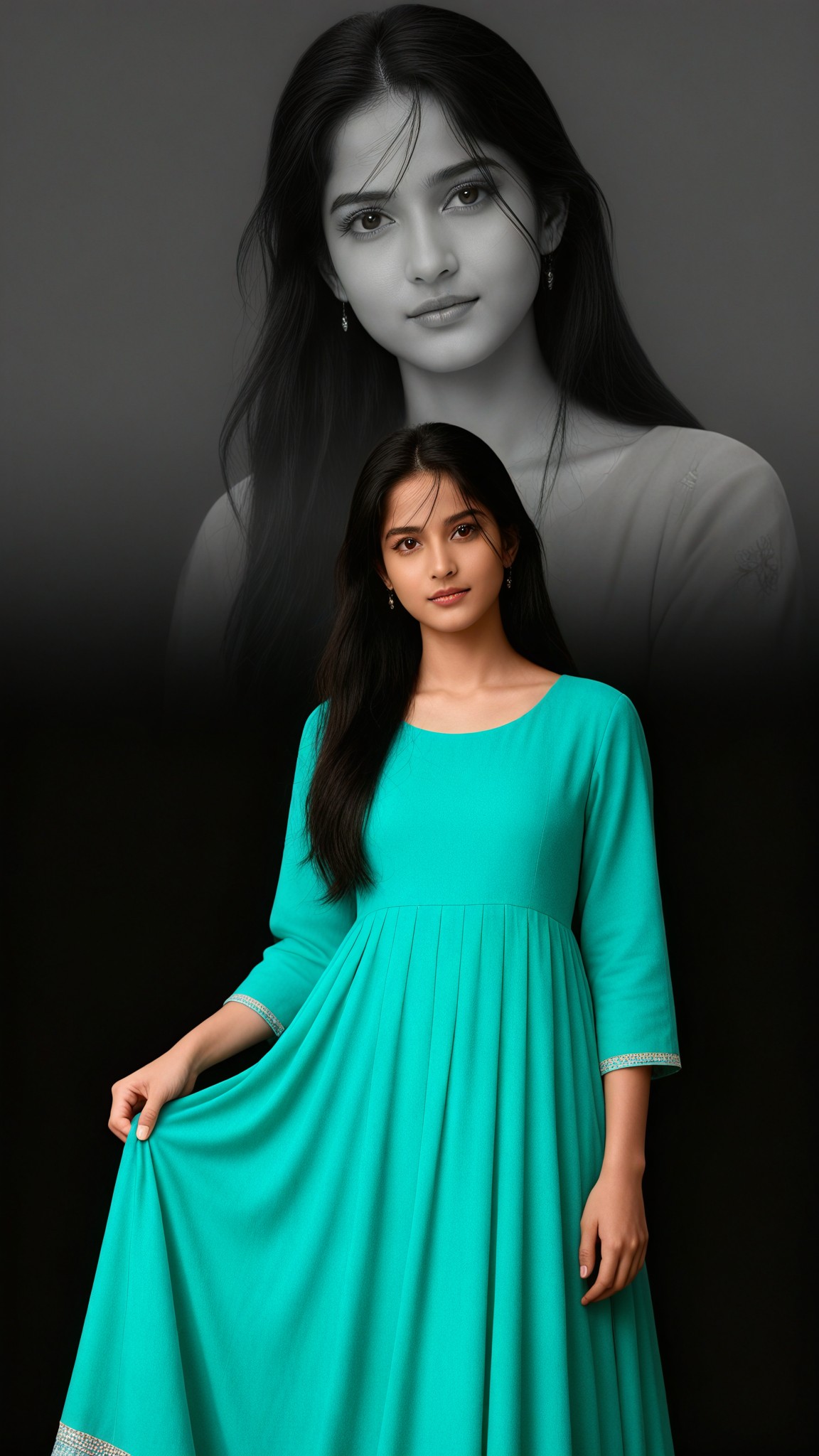 Teal Anarkali Portrait image