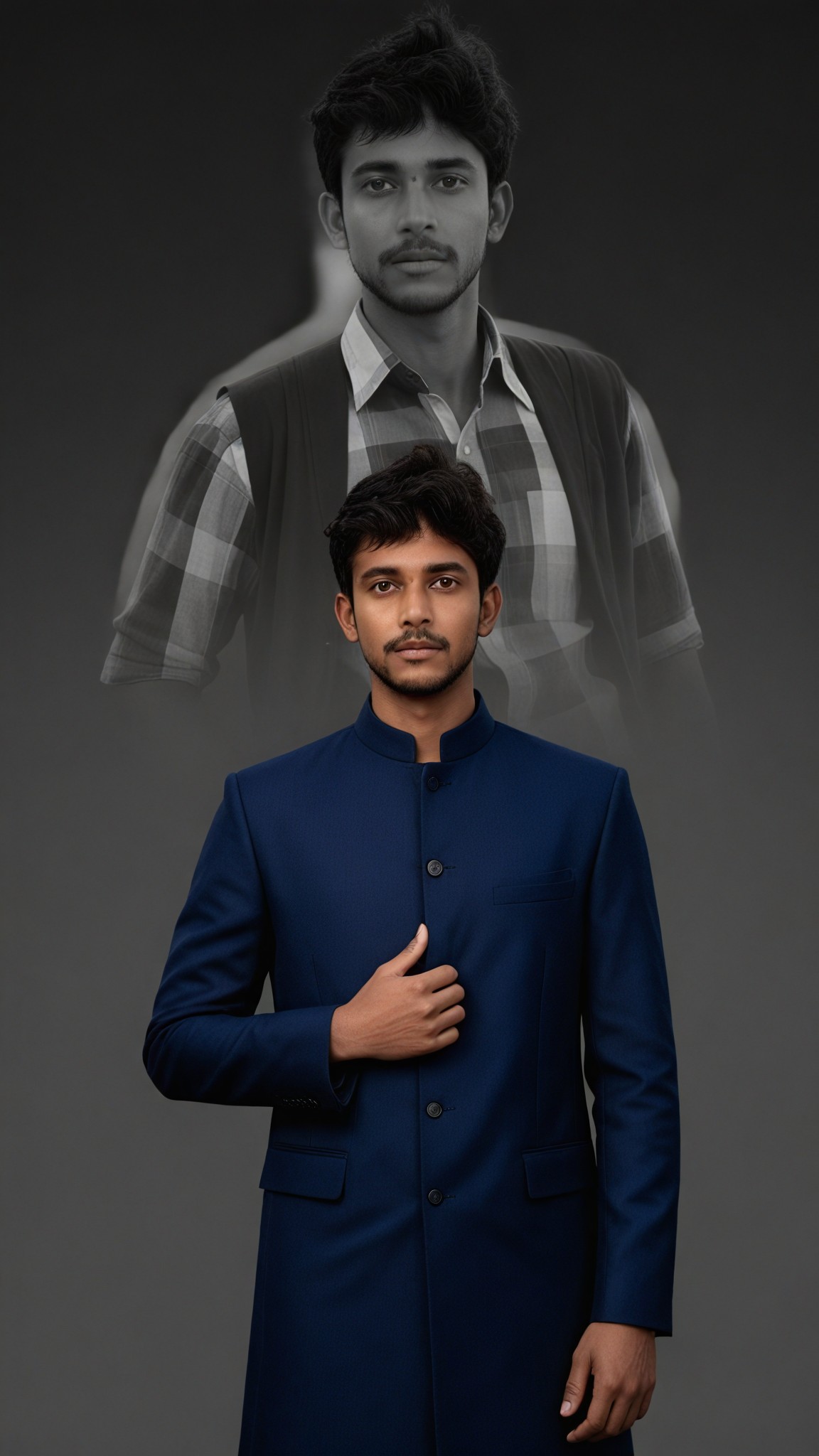 Navy Sherwani Portrait image
