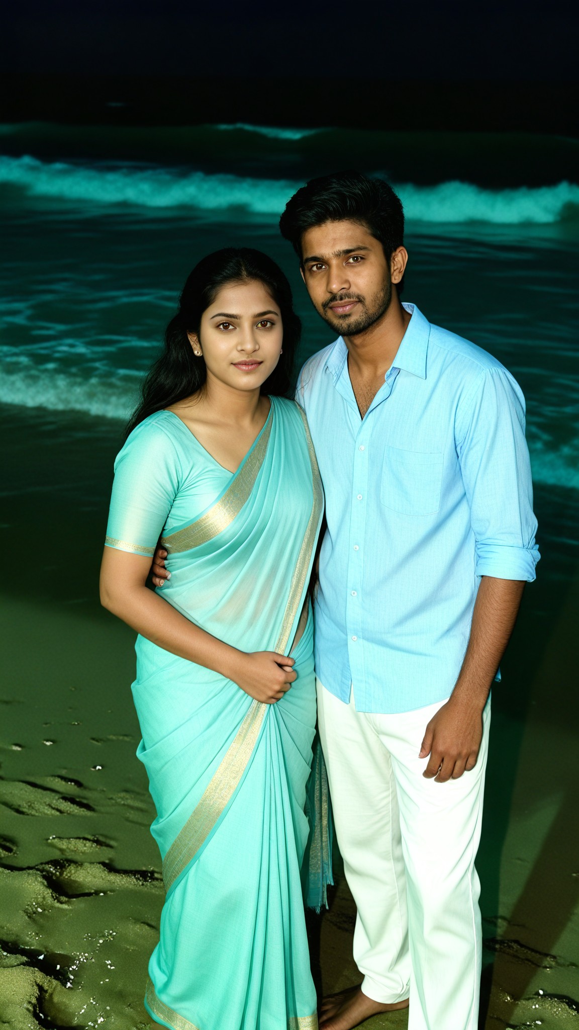Night Beach Flash Couple image