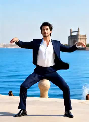 Handsome guy hip-twisting dance image