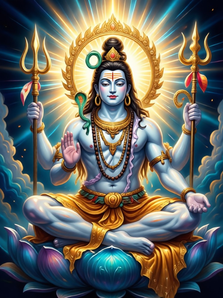 AI Shiva portrait in oil painting style