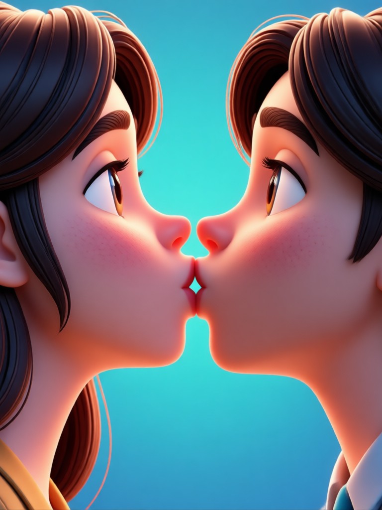 AI generated kissing scene from painting
