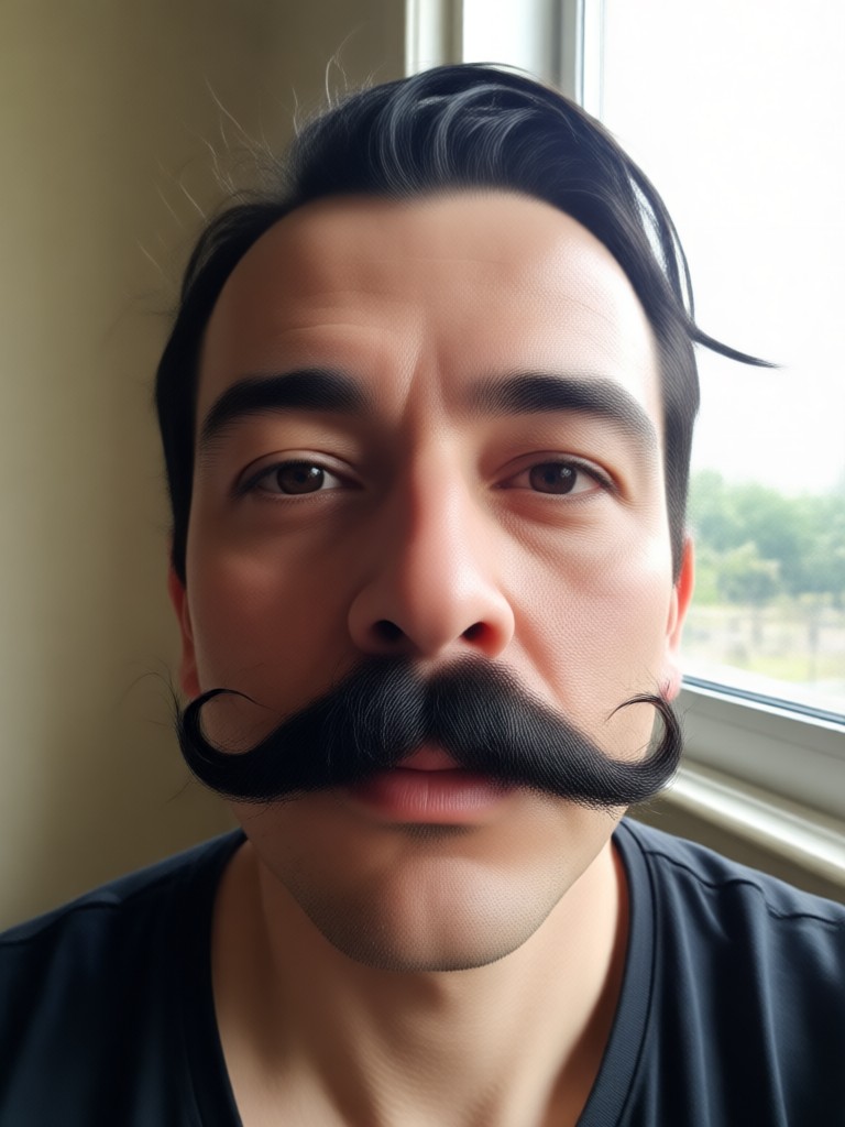 Group photo with funny mustaches added to everyone