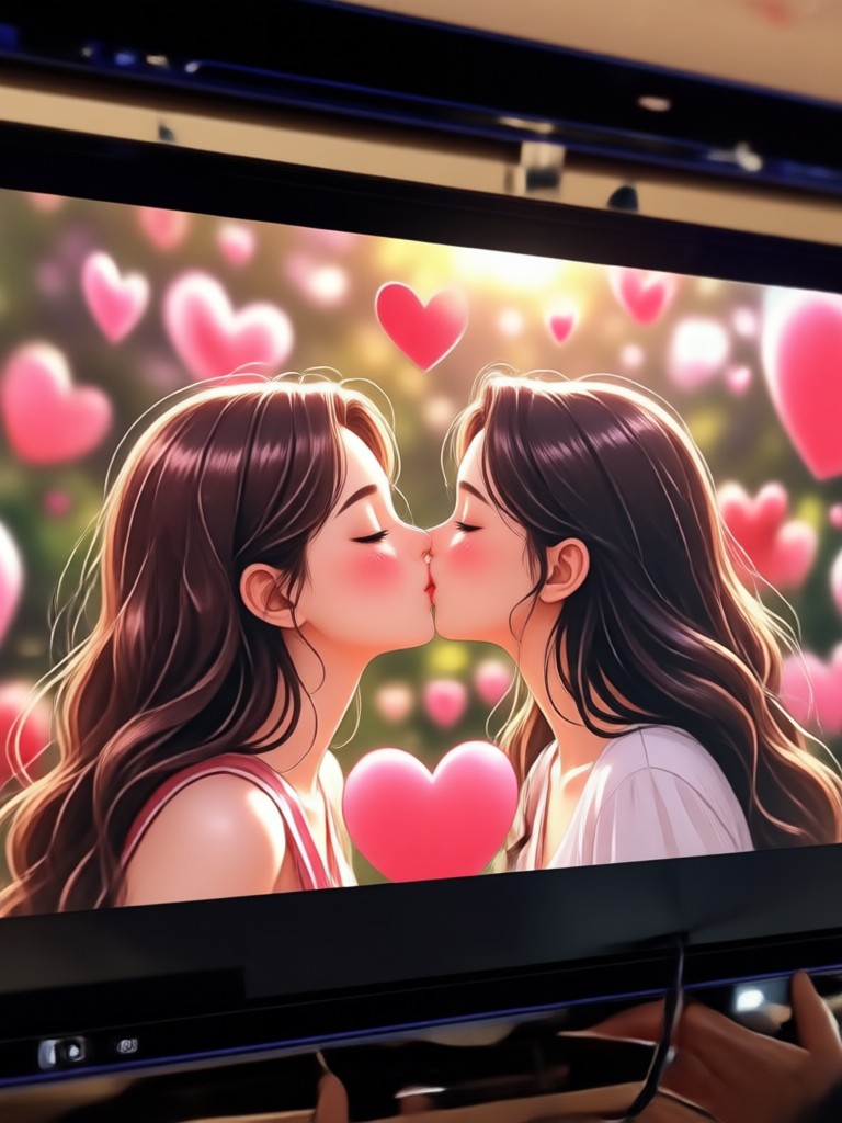 AI generated kiss with heart effects