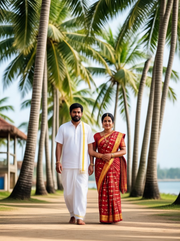 Generation of a family including elder in traditional Kerala dress