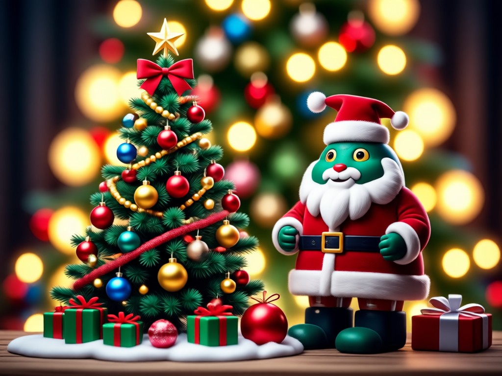 Animated Christmas video with falling snow effect