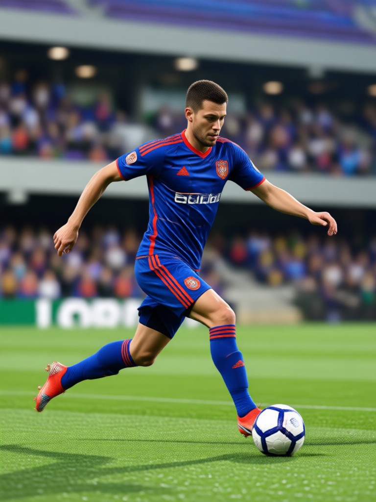 Dynamic football avatar in action pose