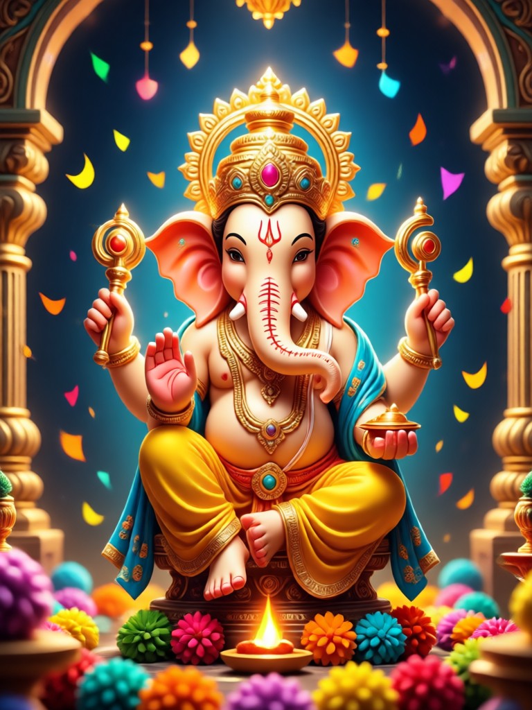 Modern artistic Ganpati AI image
