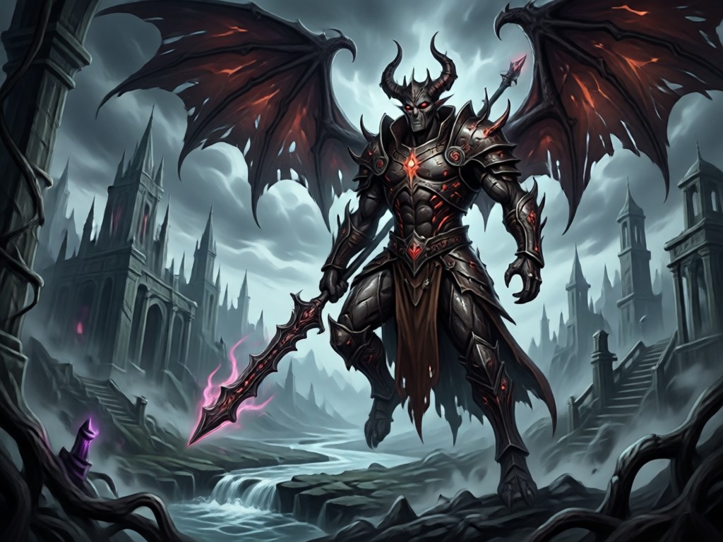 Text prompt transforming into dark fantasy AI art