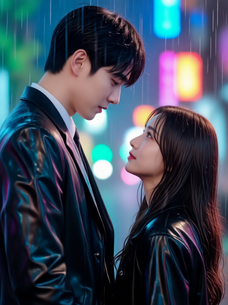 Enfrentamiento dramático bajo la lluvia al estilo K-Drama