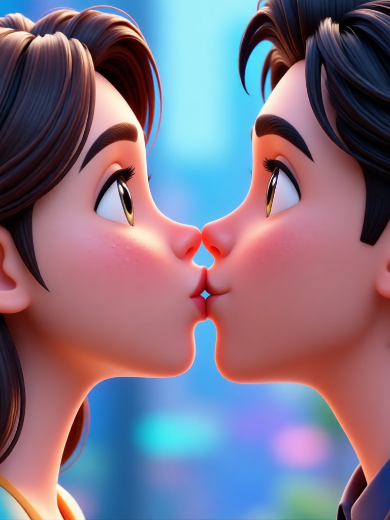 Fantasy ethereal glowing kiss