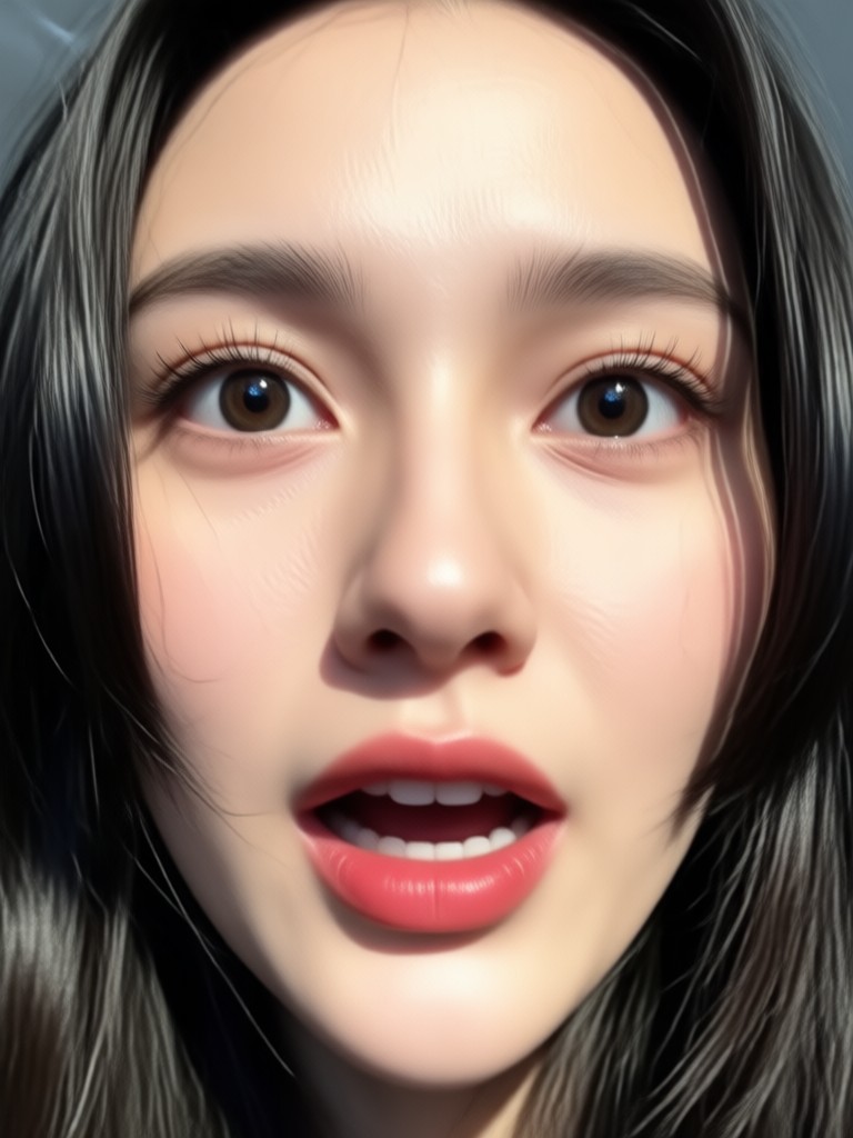 Animasi AI wanita berkedip dan tersenyum