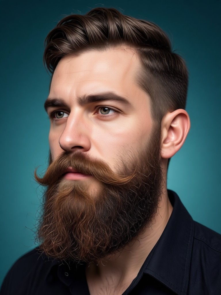 Young man with AI added stubble and beard