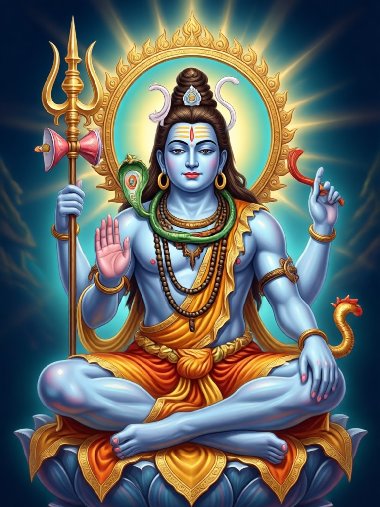 Ghibli style animated Shiva