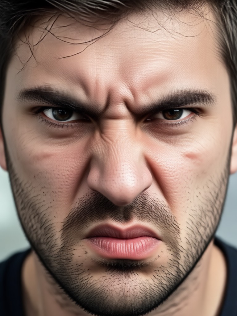 Dramatic angry portrait with lighting effects