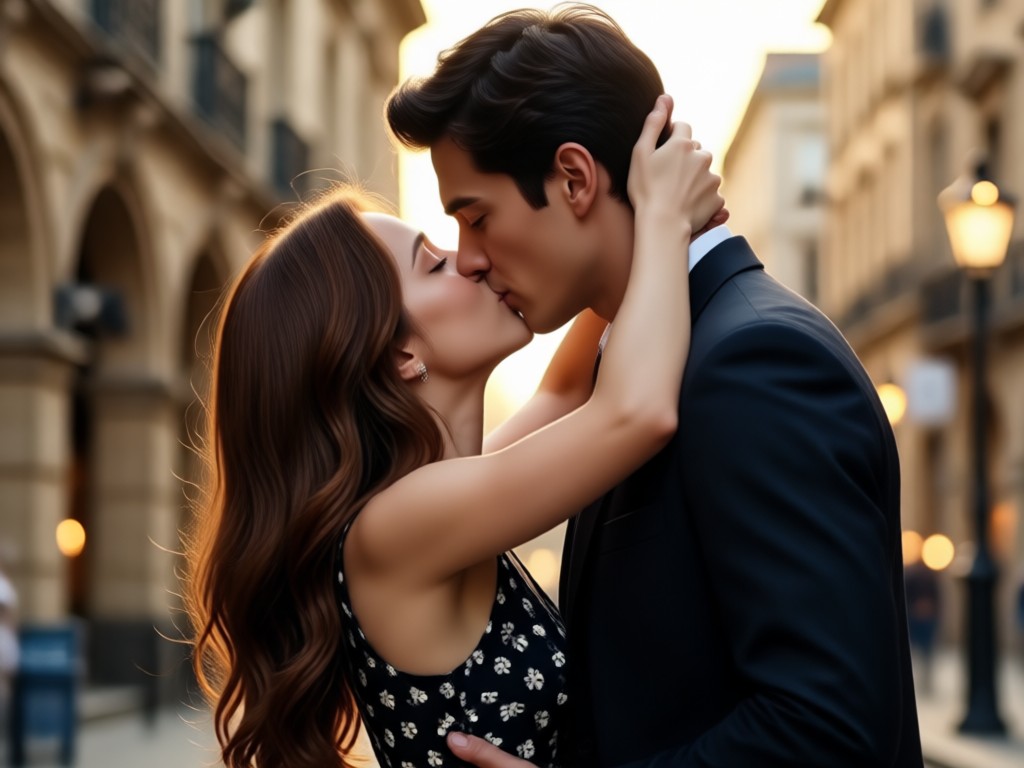 AI generating full dramatic scene around a kiss