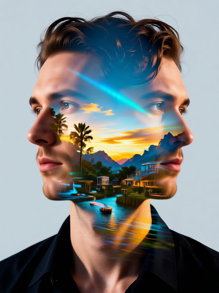 Nature inspired double exposure portrait