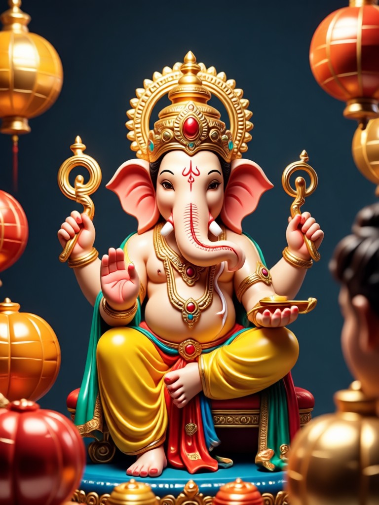KI-generierter Ganesha reitet auf Mushak in einer dynamischen Szene