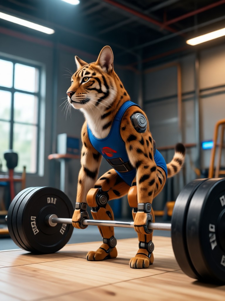AI generated video of a ferret with a kettlebell