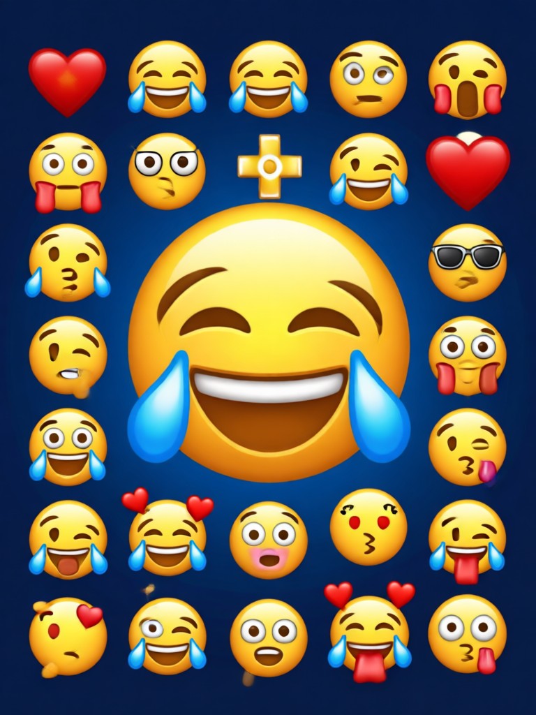 Seri emoji yang menunjukkan emosi berbeda