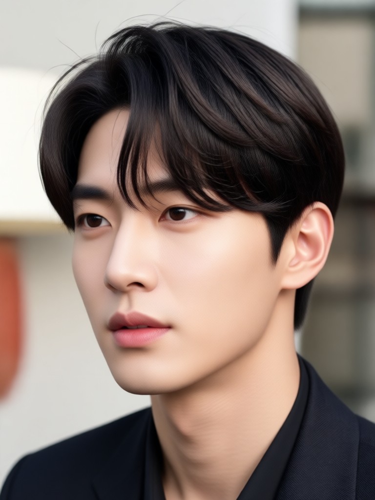 Textured medium length Korean hairstyle