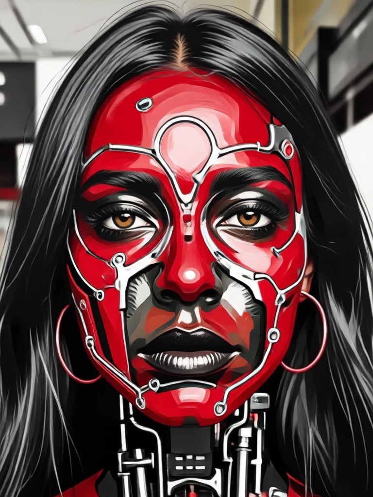 Gothic style AI red and black photo transformation