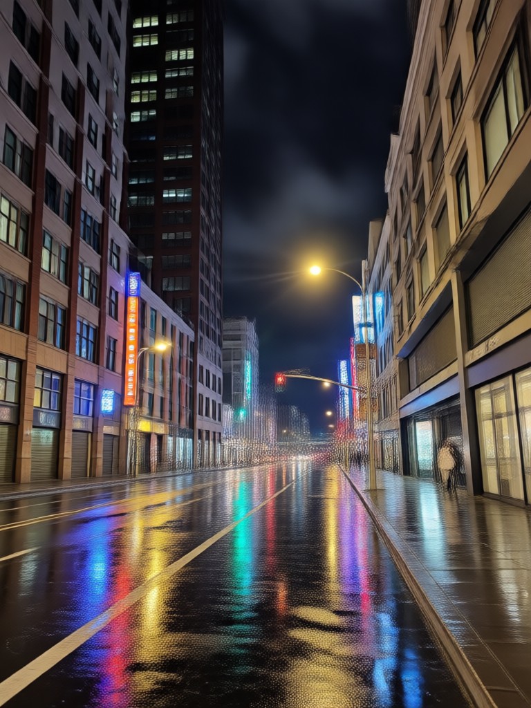 AI art of a kiss in the city lights rain