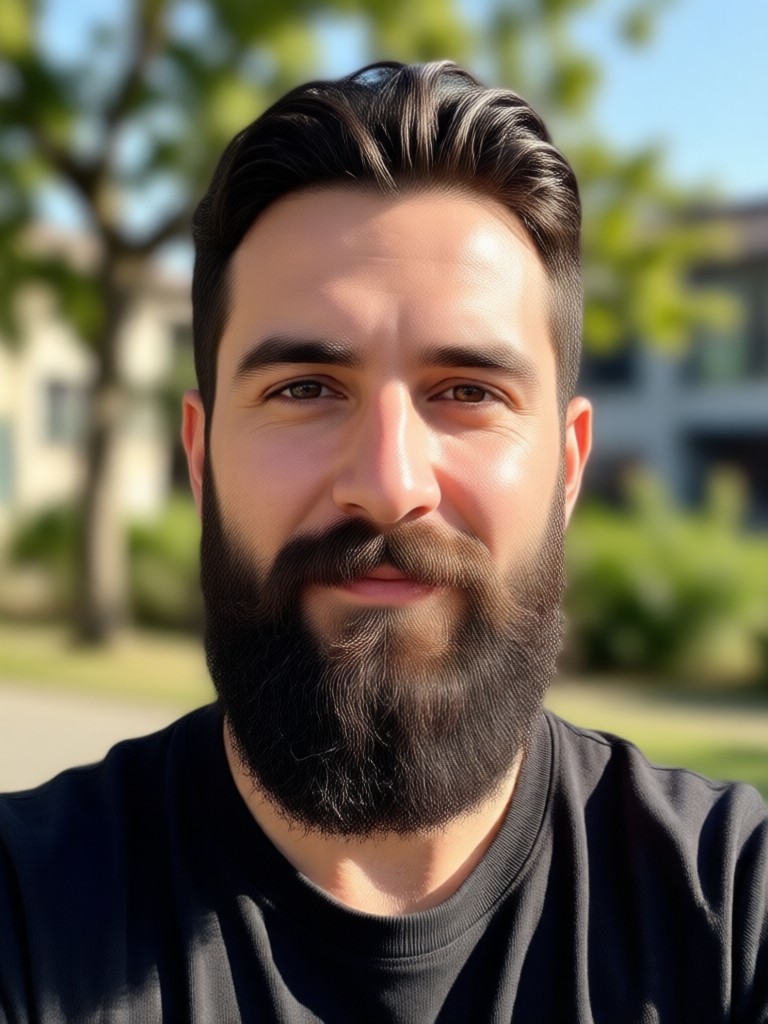 Portrait with AI generated Van Dyke beard style