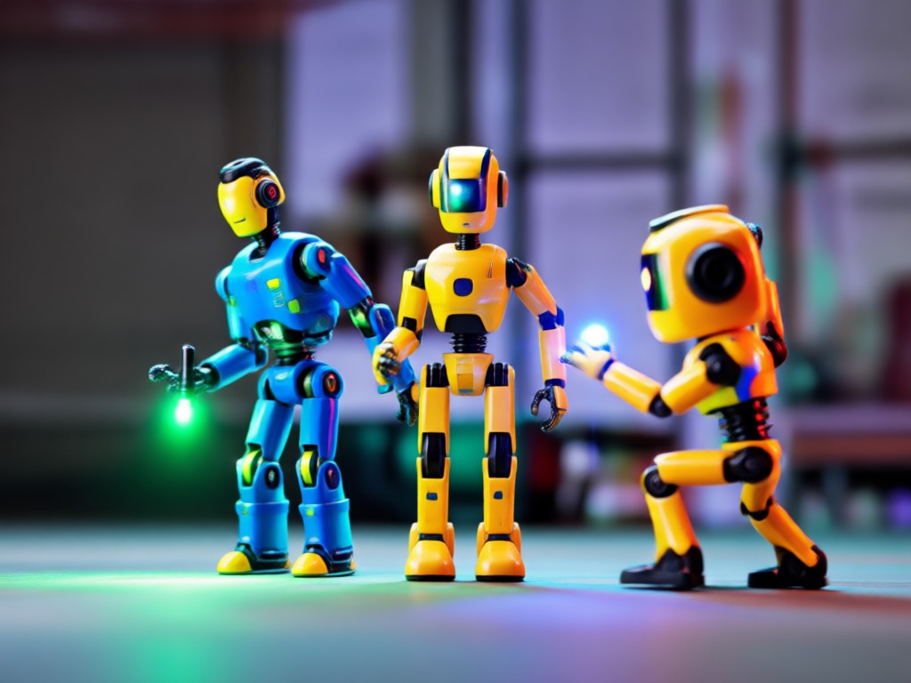 AI generated action figure battle diorama scene