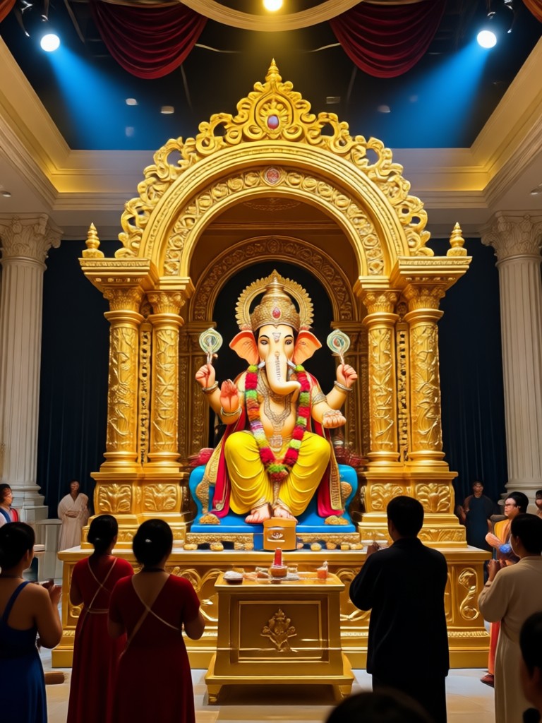Portrait seamlessly integrated into a digital art themed pandal