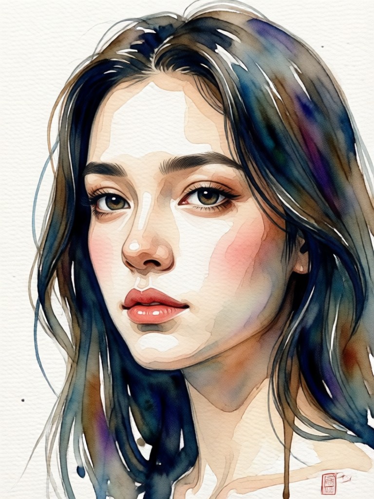 Couple portrait transformed into a watercolor painting