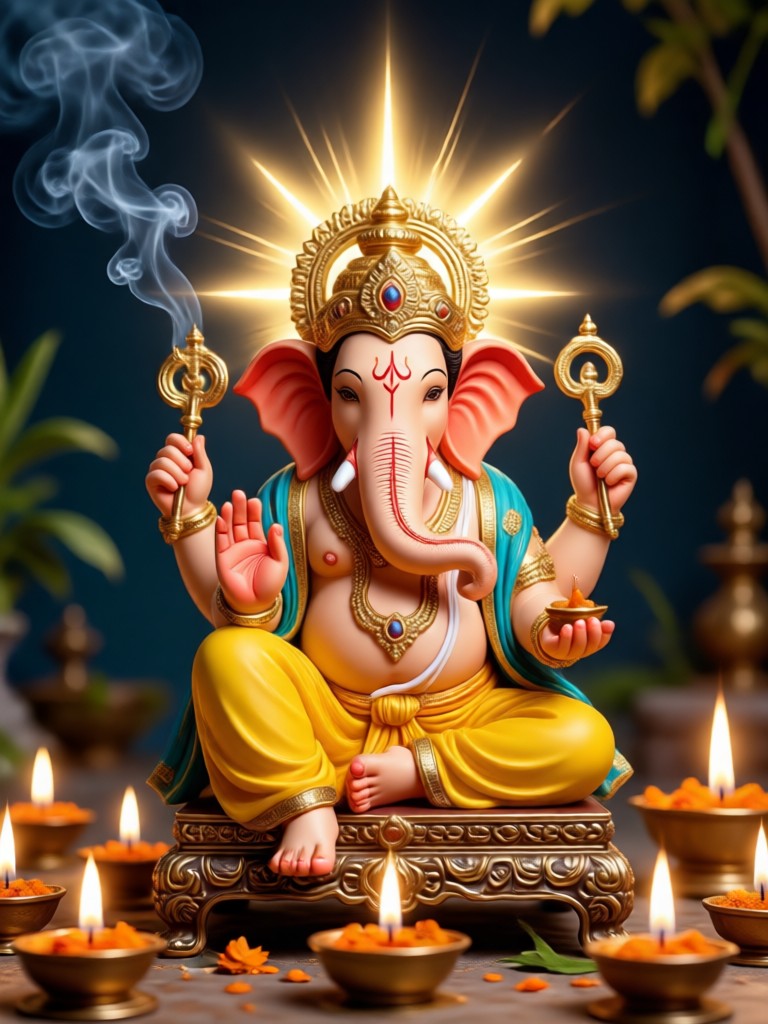Traditional AI Ganesh Aarti photo with modak